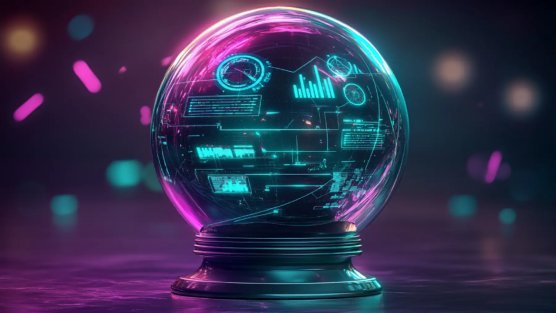 A crystal ball with diagrams inside, reflecting the anticipation of trends and the ability to see in which direction marketing automation is developing.